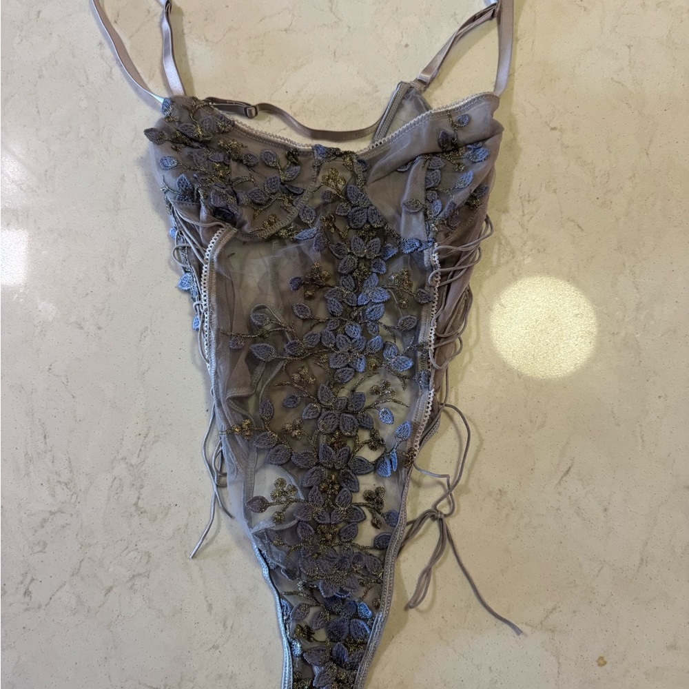 Elegant Sheer Bodysuit with Floral Embroidery